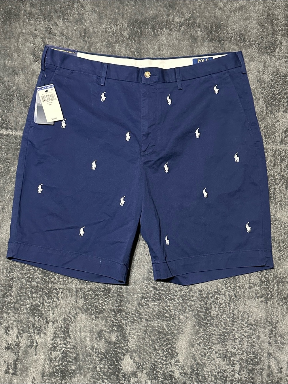 🆕 Polo by Ralph Lauren Navy Embroidered Player Cotton Shorts